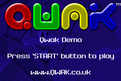 Qwak title screen for GameBoy Advance